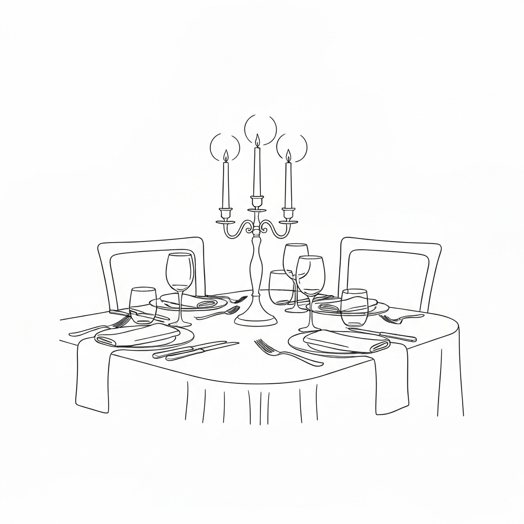 Dinner table illustration