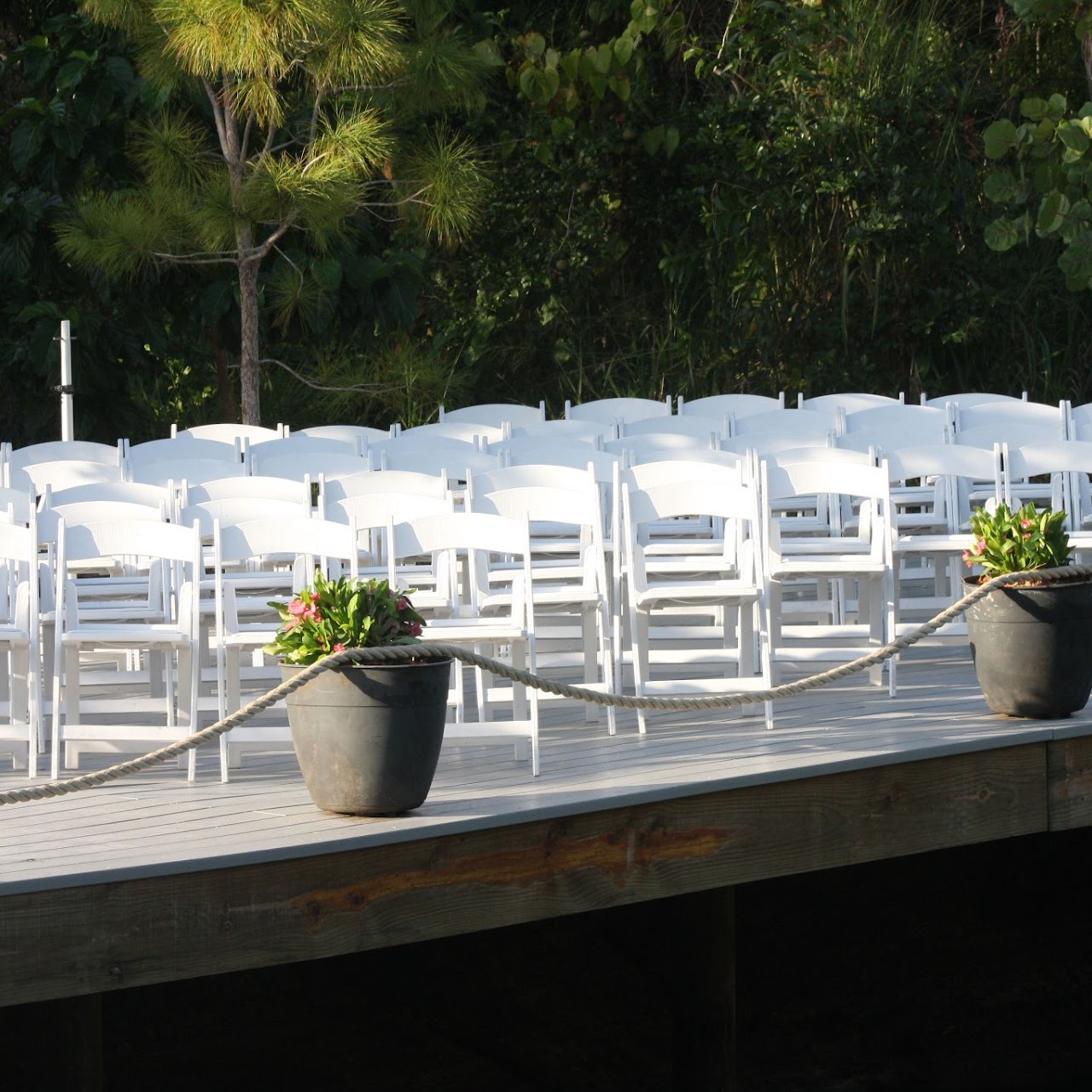 Island gazebo and water features